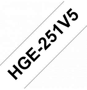 Brother - HGE251V5, bílá / černá, 24 mm (pro PT 9xxx) - balení 5 ks