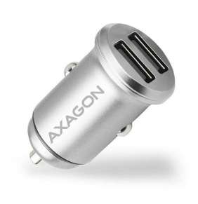 AXAGON PWC-5V4 car charger Smart 5V 2,4A + 2,4A, 24W, iron grey, aluminium
