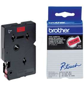 BROTHER laminovaná páska TC-491 / červená-černá / 9mm