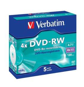 VERBATIM DVD-RW 4,7GB/ 4x/ DLP/ Jewel/ 5pack