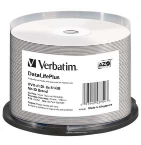 VERBATIM DVD+R DL DataLifePlus 8,5GB/ 8x/ thermal printable/ 50pack/ spindle
