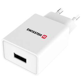 Nabíječka cestovní SWISSTEN 1x USB, IC, 1A + USB-C kabel, bílá
