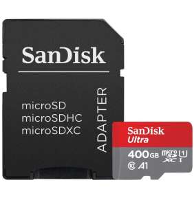 SanDisk Ultra 400GB microSDXC / CL10 Ultra A1 UHS-I U1 / Rychlost až 120MB/s / vč. adaptéru