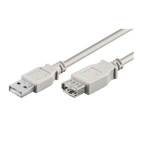 PremiumCord USB 2.0 kabel prodlužovací, A-A, 5m, šedá
