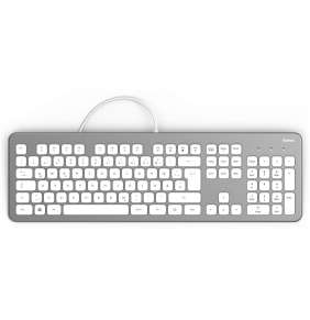 HAMA klávesnice KC-700/ drátová/ USB/ CZ+SK/ stříbrná/bílá