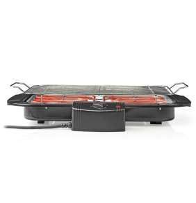 NEDIS elektrický gril/ obdélníkový/ grilovací plocha 38 x 22 cm/ výkon 2 000 W/ kov/ černý