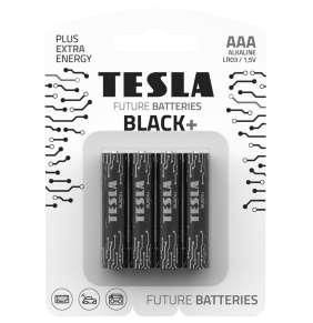 TESLA BLACK+ alkalická baterie AAA (LR03, mikrotužková, blister) 4 ks