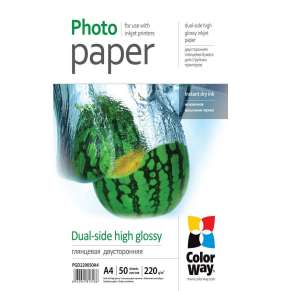 COLORWAY fotopapír/ oboustranný/ high glossy 220g/m2, A4/ 50 kusů