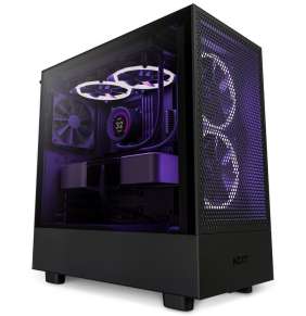 NZXT case H5 Flow / 2x120 mm fan / tempered glass / mesh panel / black 