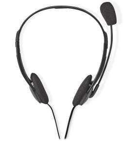 NEDIS headset CHST100BK/ drátová sluchátka + mikrofon/ 2x 3,5 mm jack/ kabel 2 m/ černý