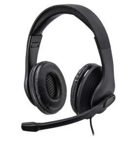 HAMA headset PC Office stereo HS-P200/ drátová sluchátka + mikrofon/ 2x 3,5 mm jack/ citlivost 105 dB/mW/ černá