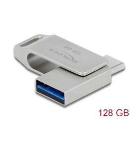Delock Flash disk USB 3.2 Gen 1, USB-C™ + Typ-A, 128 GB - kovový kryt