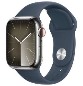 Apple Watch S9 Cell/41mm/Silver/Sport Band/Storm Blue/-M/L