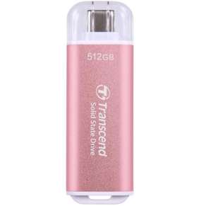 Transcend ESD300P 512GB, External SSD, USB 10Gbps, Type C, 1050MB/R, 950MB/W, růžový