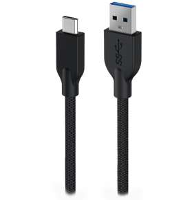 Genius ACC-A2CC-3A, Kabel, USB A / USB-C, USB 3.0, 3A, QC 3.0, opletený, 1m, černý