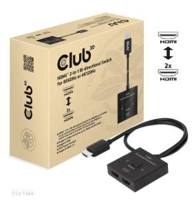 Club3D Switch, HDMI na 2xHDMI Oboustranný 2v1, 8K60Hz, 4K120Hz
