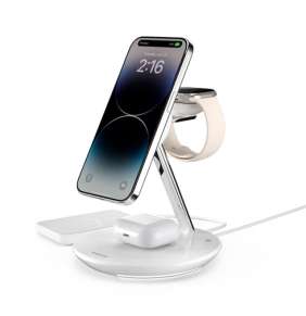 SwitchEasy Power Station Magnetic Wireless Charging Stand - White