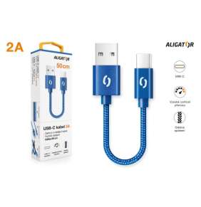 ALIGATOR PREMIUM 2A kabel, 50cm USB-C, modrá