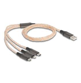 Delock Nabíjecí kabel USB RGB 3 v 1 z Typ-A na Lightning™ / Micro USB / USB Type-C™, 1,20 m