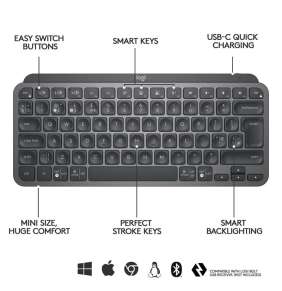 Logitech MX Keys Mini - bezdrôtová podsvietená klávesnica, US - grafitová