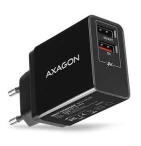 AXAGON ACU-QS24, QC & SMART nabíjačka do siete 24W, 2x port USB-A, QC3.0/AFC/FCP + 5V/1,2A