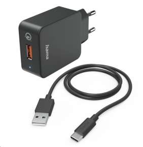 Hama set: rychlá USB nabíječka QC 3.0 19,5 W + kabel USB A-C 1,5 m