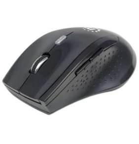 MANHATTAN Mouse Curve, USB, optická, bezdrôtová, 5 tlačidiel, 1600 dpi, čierna