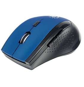 MANHATTAN Mouse Curve, USB, optická, bezdrôtová, 5 tlačidiel, 1600 dpi, modro-čierna