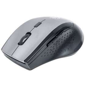 MANHATTAN Mouse Curve, USB, optická, bezdrôtová, 5 tlačidiel, 1600 dpi, sivo-čierna