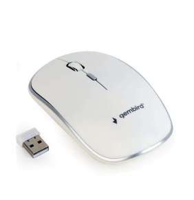 Myš GEMBIRD MUSW-4B-01, biela, bezdrôtová, USB nano prijímač