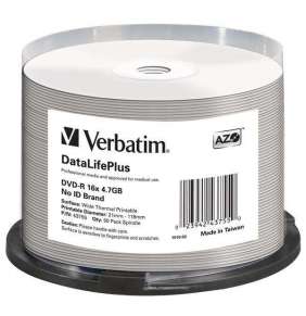 VERBATIM DVD-R(50-balenie)/vreteno/16X/4.7 GB/DataLife Plus Wide Thermal Professional Bez ID značky