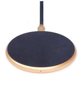 Decoded Leather FastPad Qi Wireless Charger 10W - Navy/Gold