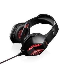 Modecom VOLCANO SWORD headset, herní sluchátka s mikrofonem, 2,2m kabel, 3,5mm jack, USB, černá, LED podsvícení