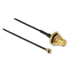 Delock Antenna Cable RP-SMA Jack Bulkhead   MHF /U.FL-LP-068 Compatible Plug 200 mm 1.13 thread length 9 mm splash proof