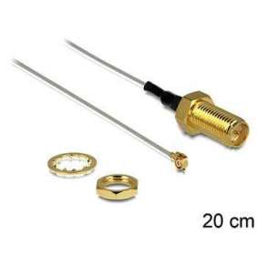 Delock Antenna Cable RP-SMA Jack Bulkhead   MHF II/U.FL-LP(V)-040 Compatible Plug 200 mm 0.81 thread length 10 mm