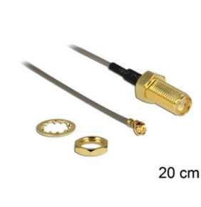 Delock Antenna cable SMA Jack Bulkhead   MHF /U.FL-LP-088 compatible plug 200 mm 1.37 thread length 10 mm