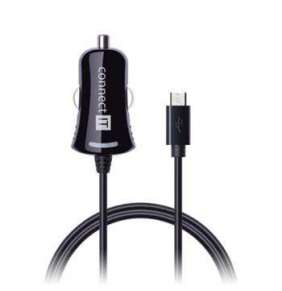 CONNECT IT InCarz nabíječka do auta 1x micro USB 2,1A, 1,5m rovný kabel, černá