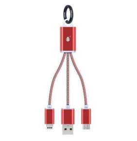 PLUS nabíjecí kabel 8047 "2v1", konektory micro USB a Lightning, červená