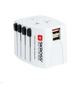 SKROSS cestovný adaptér MUV USB, 2.5A max., vr. USB nabíjania 2x výstup 2400mA, univerzálny pre 150 krajín