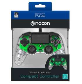 Nacon Wired Compact Controller - ovladač pro PlayStation 4 - průhledný zelený