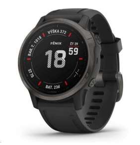 Garmin GPS sportovní hodinky fenix6S PRO Sapphire, Gray/Black Band (MAP/Music)