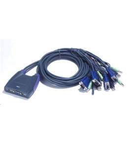 ATEN KVM prepínač 4-portový VGA KVMP USB2.0, mini, audio, 1,8 m káble
