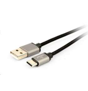 textilný kábel z USB na USB typ C, 1,8m, čierny, CABLEXPERT