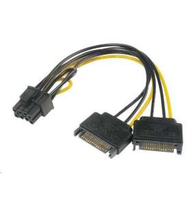 AKASA adaptér napájecí na 6+2pin PCIe (2xSATA male power to a 6+2pin PCIe female connector)