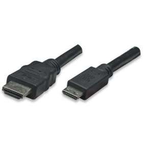 MANHATTAN Vysokorýchlostný kábel HDMI 3D, Mini HDMI Male to Male, tienený, čierny, 1,8 m