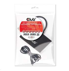 Club3D Video hub MST (Multi Stream Transport) DisplayPort na 4x DisplayPort, napájanie USB