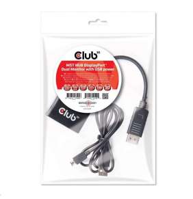 Club3D Video hub MST (Multi Stream Transport) DisplayPort na 2x DisplayPort, napájanie USB