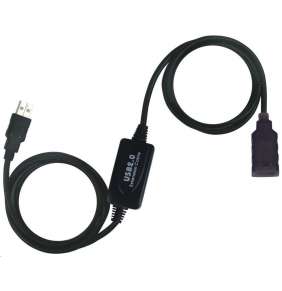 PremiumCord USB 2.0 repeater a prodlužovací kabel (A/M-A/F)/ 10m/ černý