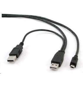 Kábel CABLEXPERT USB A-MINI 5PM 2.0 1m DUÁLNÍ pre extra napájanie