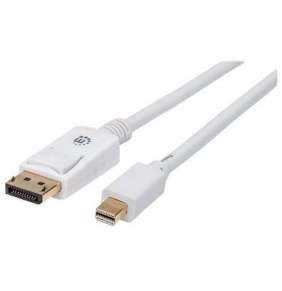 Kábel MANHATTAN Mini DisplayPort Male na DisplayPort Male, 2 m, biely